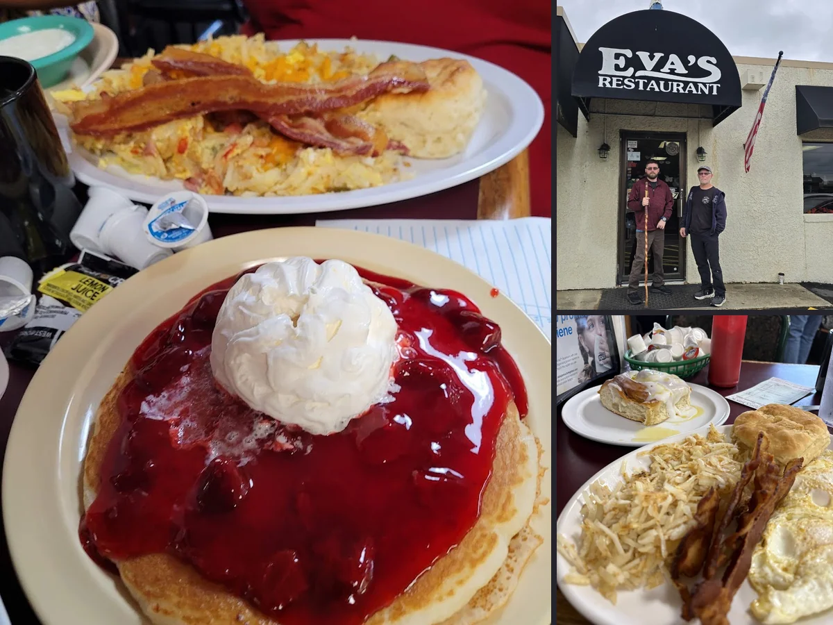 Breakfast plates on a diner table