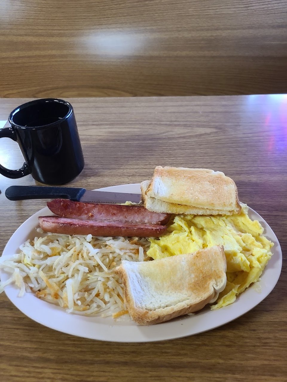 Fried Spam 2 Eggs Grits Toast