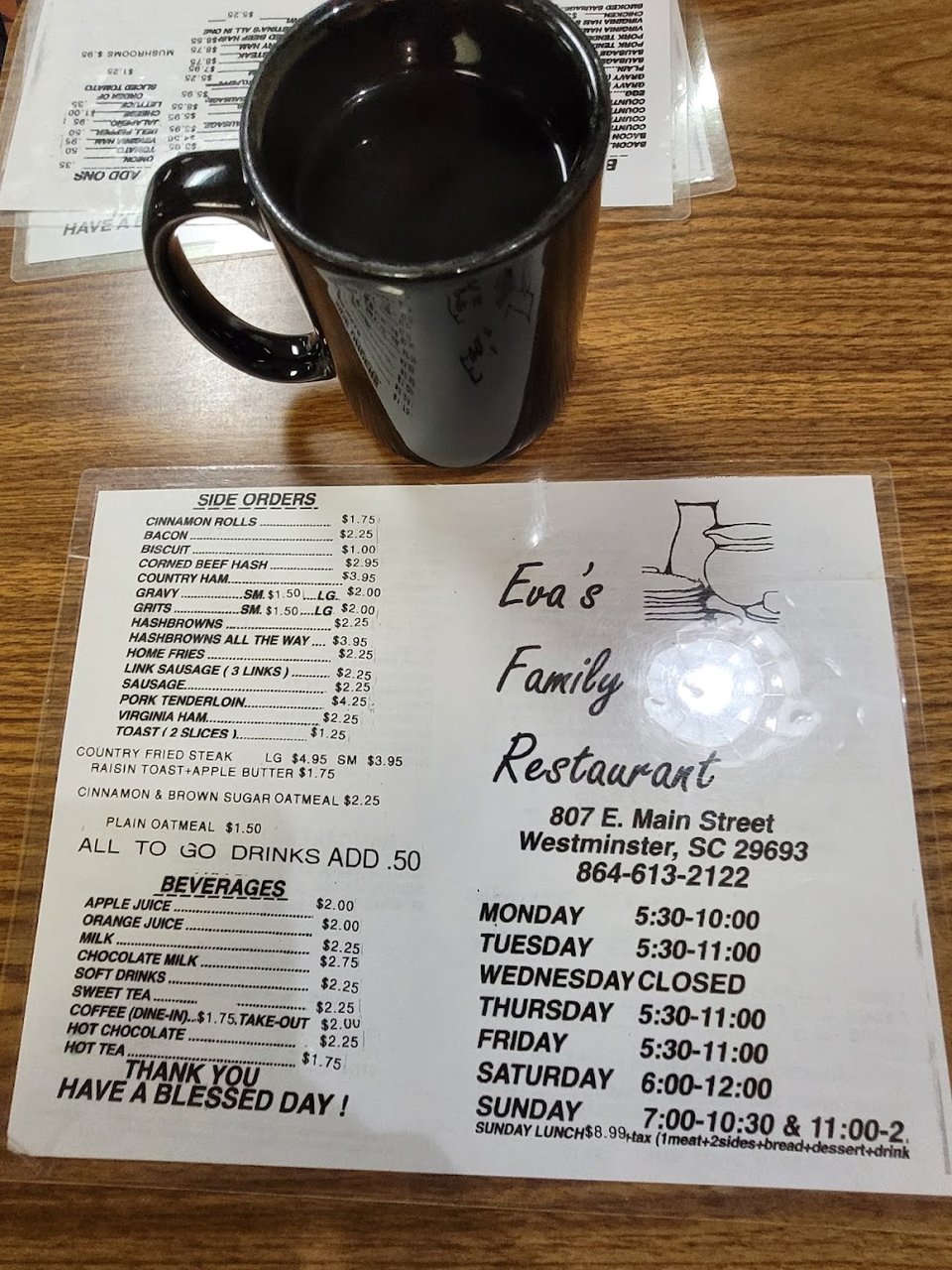 Close-up of breakfast selections on paper
