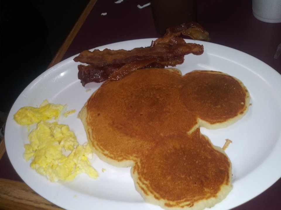 Mickey Mouse Pancakes Egg and Bacon